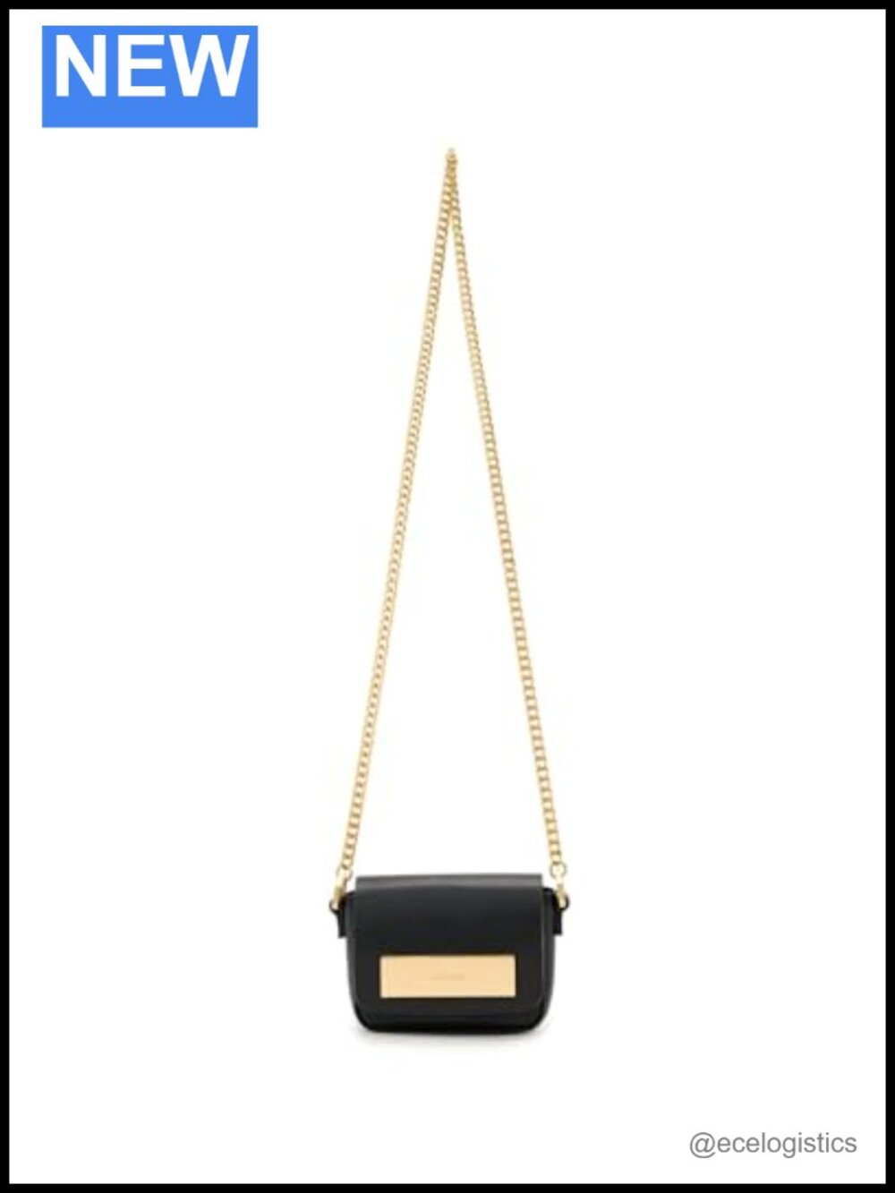 Leather Chain Strap Crossbody Bag with Push Lock Closure